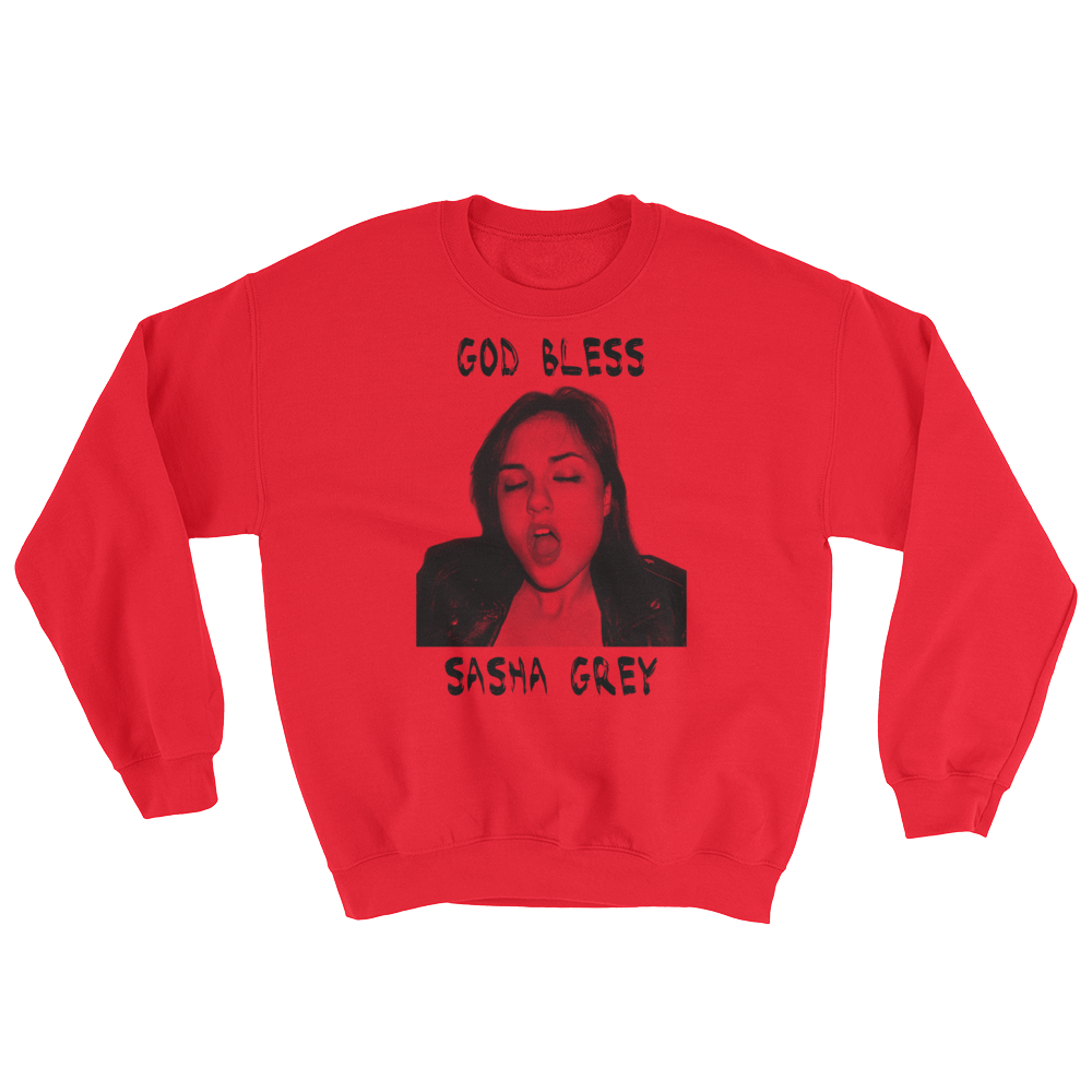God Bless Sasha Grey Sweatshirt Red, God Bless Sasha Grey Sweatshirt, God Bless Sasha Grey, God Bless Sasha Gray, Red God Bless Sasha Grey Sweatshirt, Sasha Grey Collection, Sasha Grey Sweatshirt