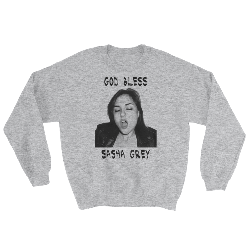 God Bless Sasha Grey Sweatshirt Grey, God Bless Sasha Grey Sweatshirt, God Bless Sasha Grey, God Bless Sasha Gray, Grey God Bless Sasha Grey Sweatshirt, Sasha Grey Collection, Sasha Grey
