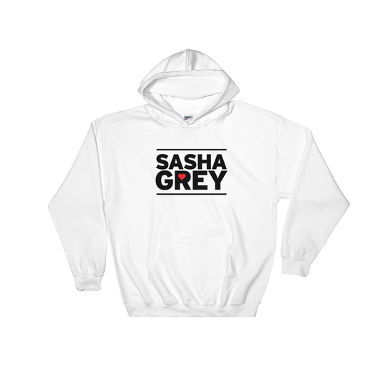 Sasha Grey Heart Hoodie White, Sasha Grey Heart Hoodie, White Sasha Grey Heart Hoodie, Sasha Grey Heart, Sasha Grey Collection, Sasha Grey Hoodie, I Heart Sasha Grey  									