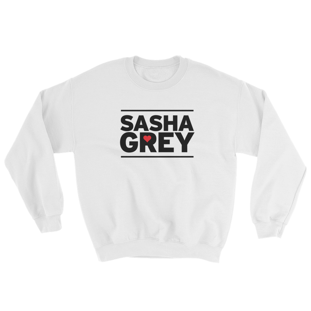 Sasha Grey Heart Sweatshirt White, Sasha Grey Heart Sweatshirt, White Sasha Grey Heart Sweatshirt, Sasha Grey Heart, Sasha Grey Collection, Sasha Grey Sweatshirt, I Heart Sasha Grey   							