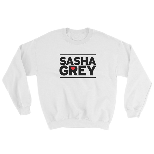 Sasha Grey Heart Sweatshirt White, Sasha Grey Heart Sweatshirt, White Sasha Grey Heart Sweatshirt, Sasha Grey Heart, Sasha Grey Collection, Sasha Grey Sweatshirt, I Heart Sasha Grey   							
